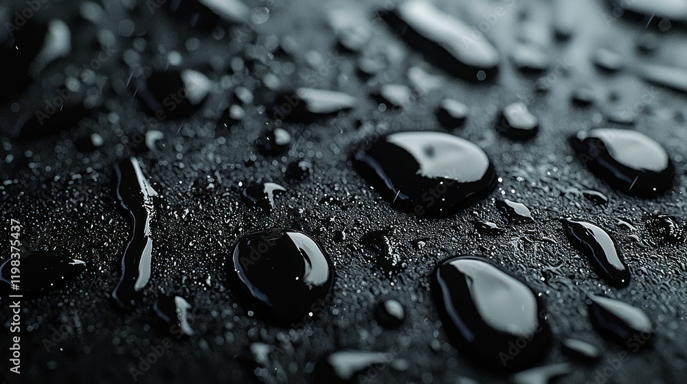 Dark surface, raindrops, close-up, texture, background blur. Dark surface, raindrops, close-up, texture, background blur.