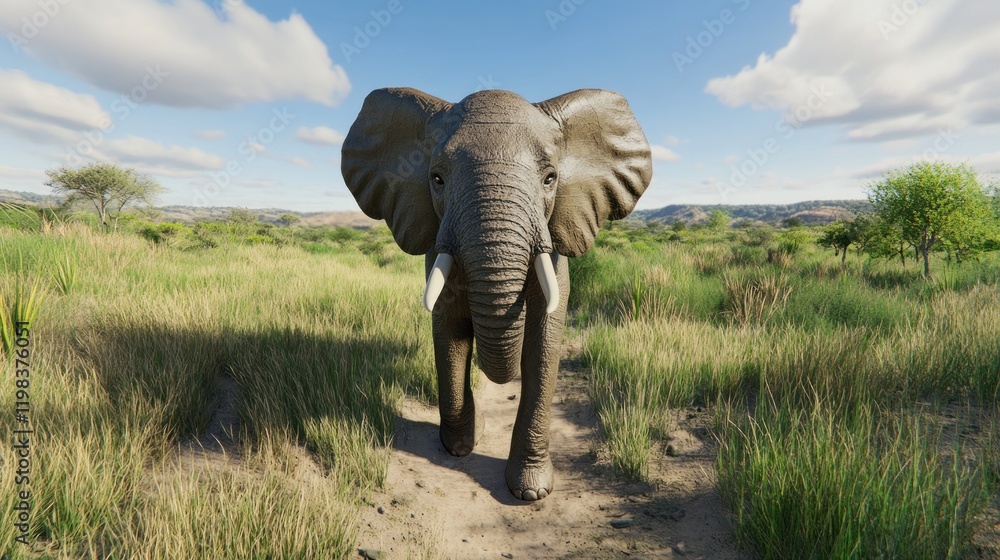 Fototapeta premium Majestic African Elephant in Savannah