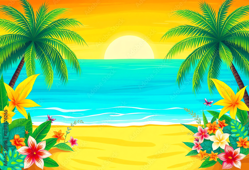 Obraz premium Tropical Paradise at Sunset