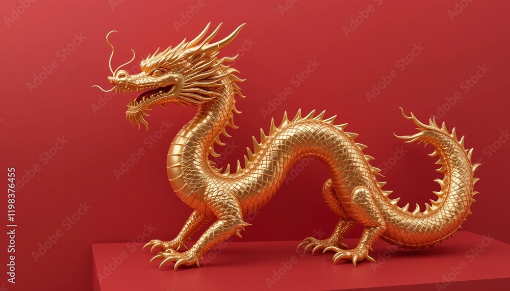 Obraz premium Golden Dragon. Chinese folklore Dragon suitable for Chinese New Year