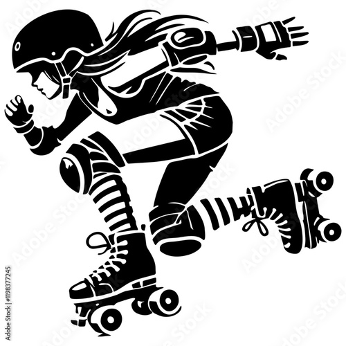 Female Roller Derby Illustration.