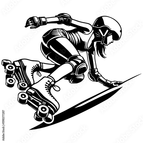Female Roller Derby Illustration.