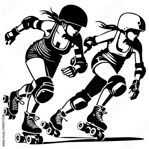 Female Roller Derby Illustration.