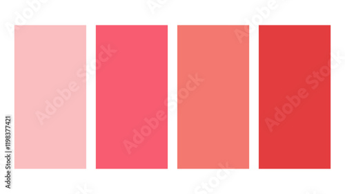Rose Quartz, Red, Coral, Cinnabar color palette. Set of bright color palette combination in rgb hex. Color palette for ui ux design. Abstract vector illustration for your graphic design, banner