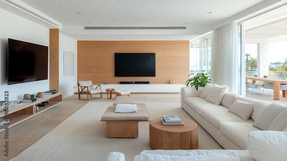 Elegant modern living room with minimalist design and natural light Elegant modern living room with minimalist design and natural light