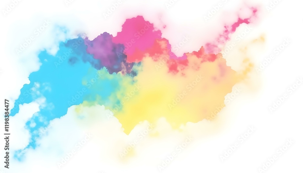 Abstract watercolor design with vibrant diagonal streaks of blue, pink, yellow, and green blending softly on white background. Abstract watercolor design with vibrant diagonal streaks of blue, pink, yellow, and green blending softly on white background.