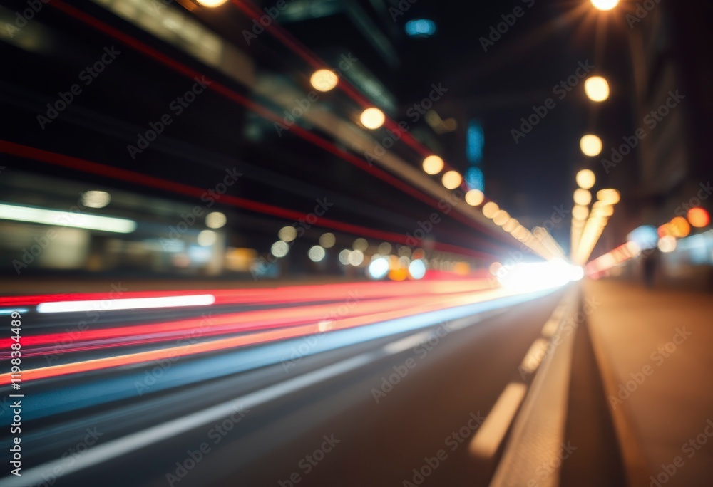 Bright light streaks reveal the fast movement of vehicles on a vibrant city street, showcasing urban energy in the nighttime. Bright light streaks reveal the fast movement of vehicles on a vibrant city street, showcasing urban energy in the nighttime.