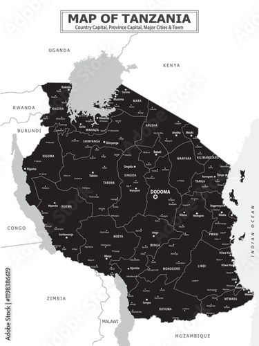 African Countries Geography Political map. Political map of country with capital, province or state capital, major cities and town.