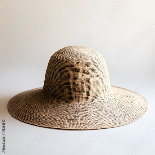 lightweight garden hat with wide brim displayed on neutral background, perfect for sun protection and outdoor activities photo