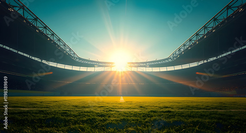 sunset in the football ground