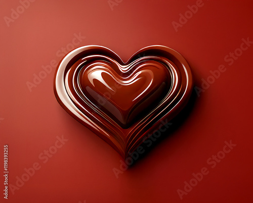 ハート型のチョコレートと茶色の背景