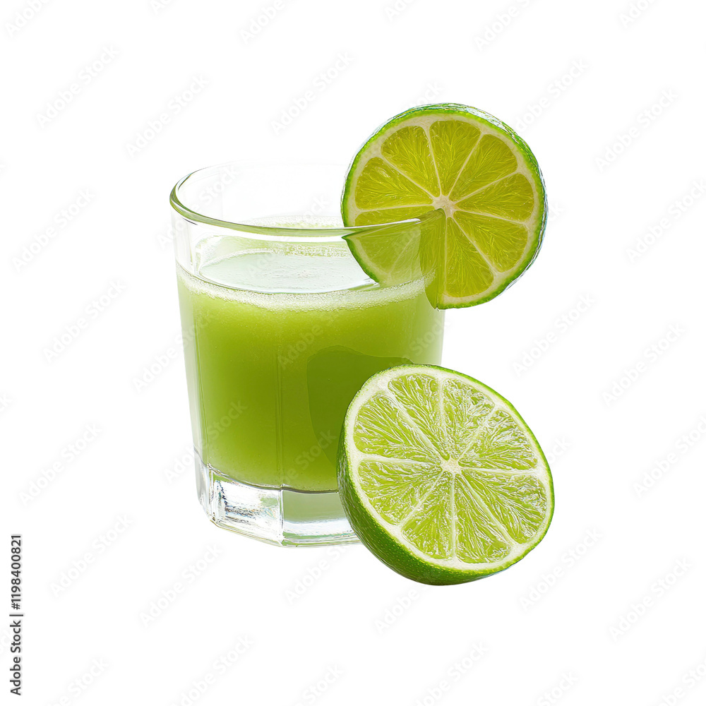 Refreshing Lime Juice in Glass with Lime Slices Refreshing Lime Juice in Glass with Lime Slices