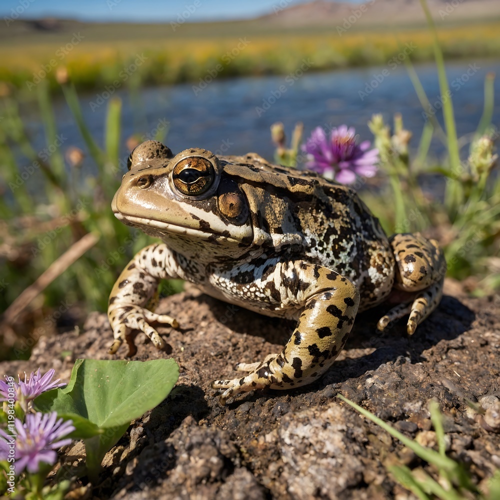 Obraz premium Wyoming Toad Surrounded by Fellow Creatures in a Lush Ecosystem