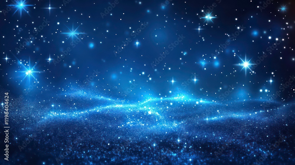 mesmerizing blue cosmic scene filled with sparkling stars and ethereal space nebulas
