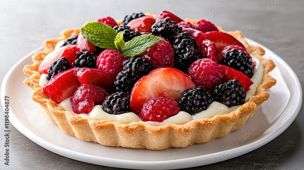 colorful fruit tart with buttery crust and fresh berries, perfect for dessert colorful fruit tart with buttery crust and fresh berries, perfect for dessert