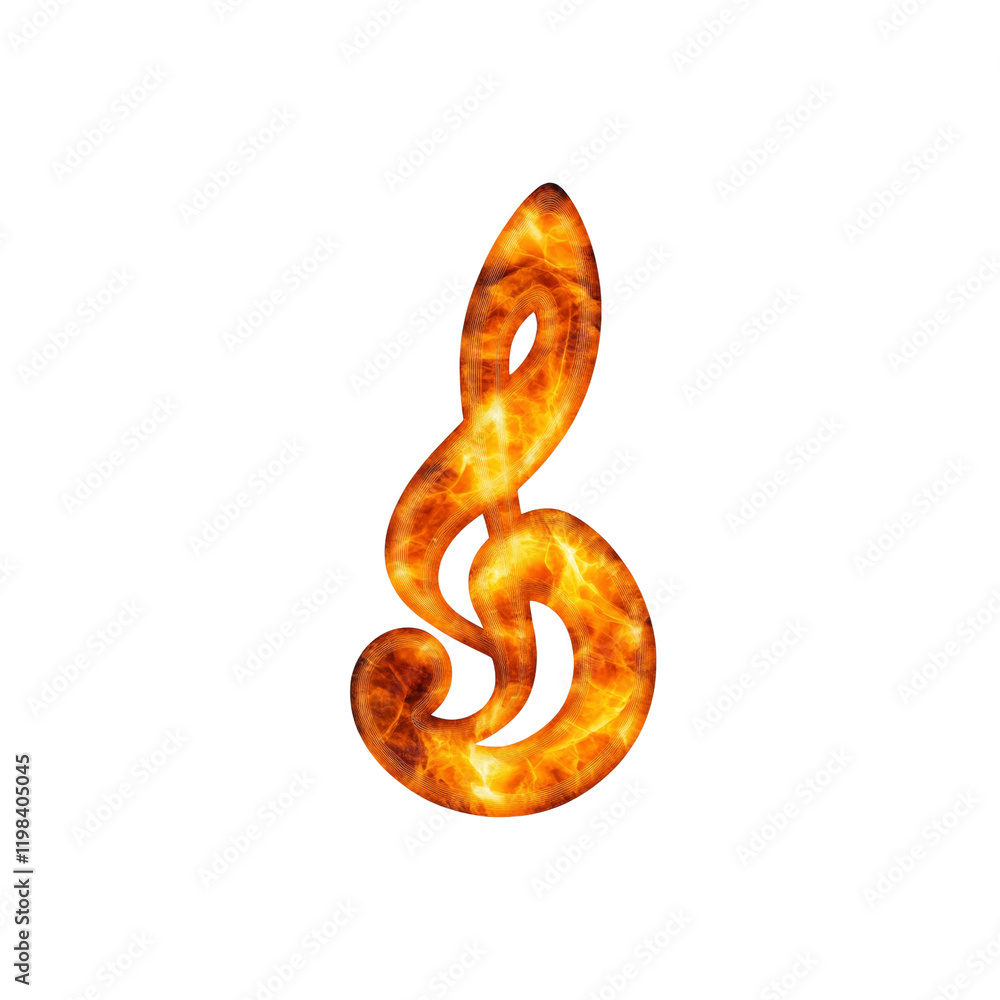 Obraz premium Fiery Treble Clef A Symbol of Passionate Music