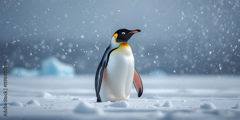 Naklejka premium cute penguin in Antarctica, created by generative ai