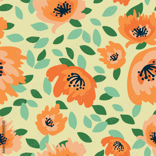 Print. Elegant floral seamless pattern featuring fields flowers and hearbs. Perfect for wrapping, textile, fabric, cover and more