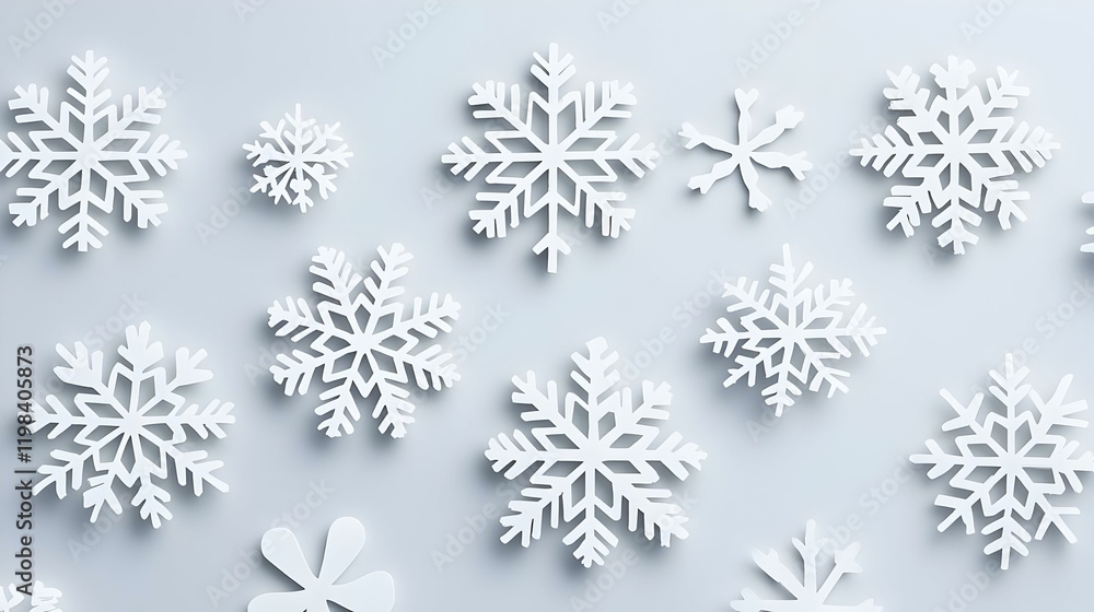Delicate Snowflakes on Soft Gray Background, intricate patterns of snowflakes gently resting on a muted gray surface, evoking tranquility and winter's beauty. Delicate Snowflakes on Soft Gray Background, intricate patterns of snowflakes gently resting on a muted gray surface, evoking tranquility and winter's beauty.