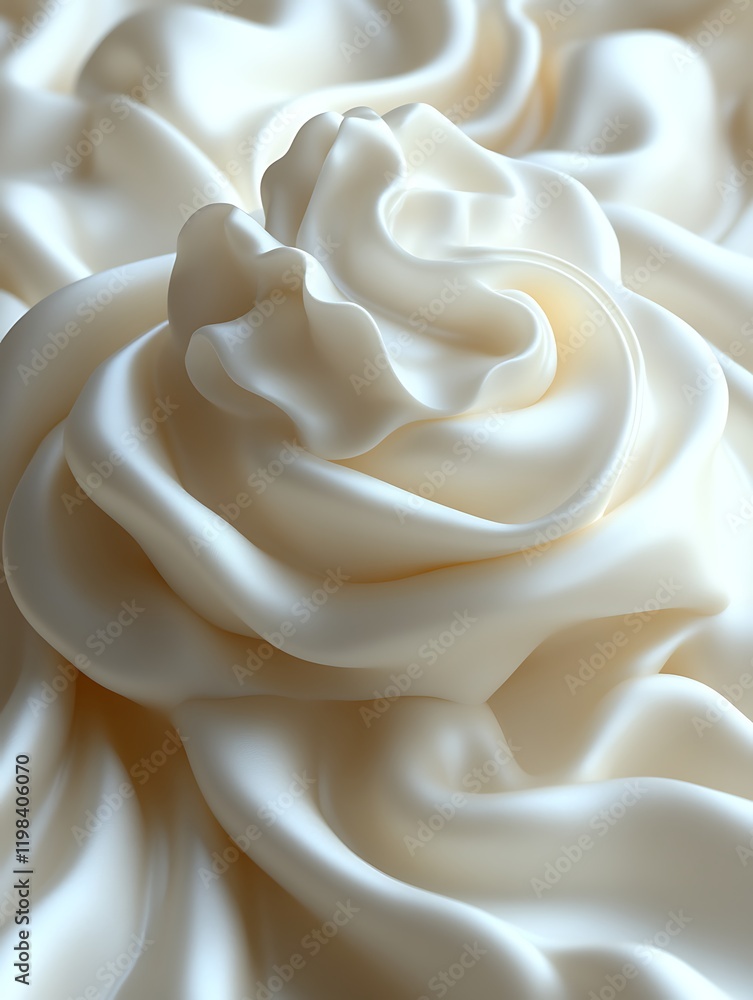 Close-up of creamy, swirling, white substance. Close-up of creamy, swirling, white substance.