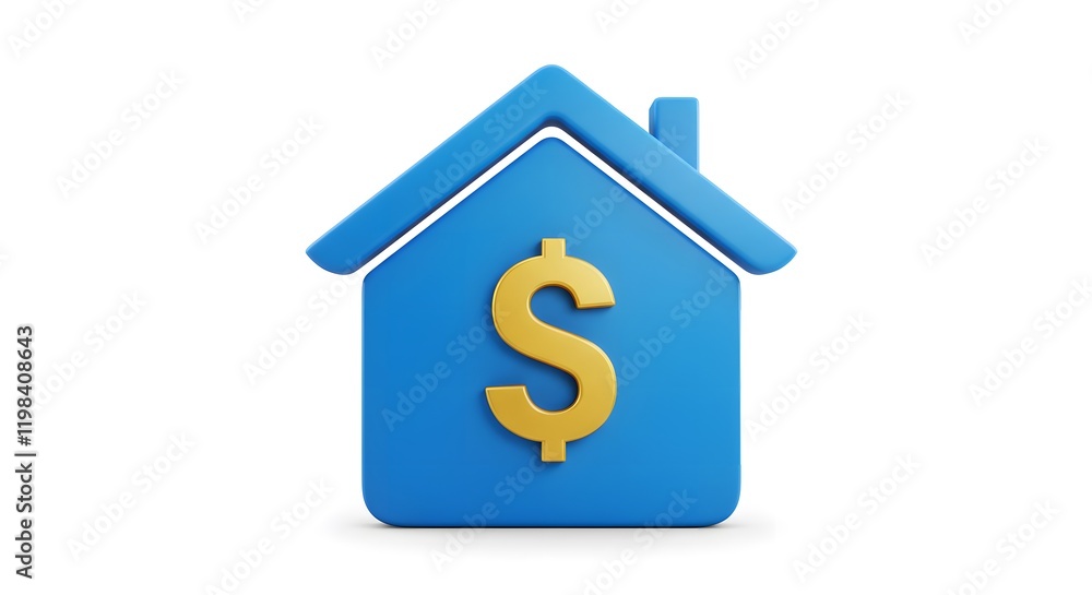 A house icon with a dollar sign representing real estate investment. with copyspace for text A house icon with a dollar sign representing real estate investment. with copyspace for text