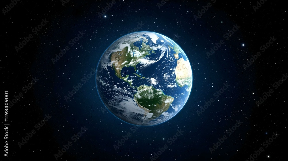 Fototapeta premium Earth's Glorious Sphere, A breathtaking perspective showcasing continents and oceans from the vastness of space, highlighting our planet's beauty.