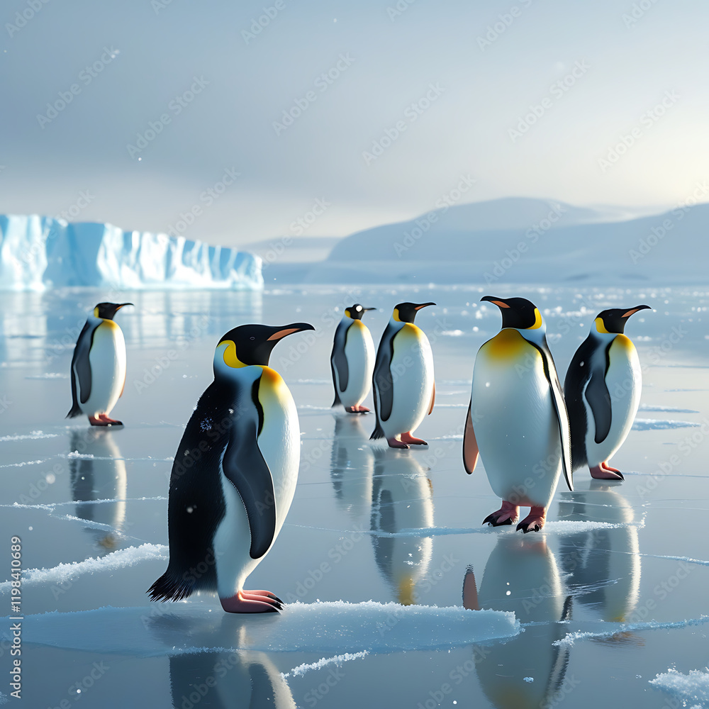 Obraz premium cute penguin in Antarctica, created by generative ai