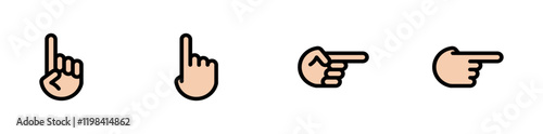手のアイコン確認マーク方向指示のセット人差し指親指曲げ1