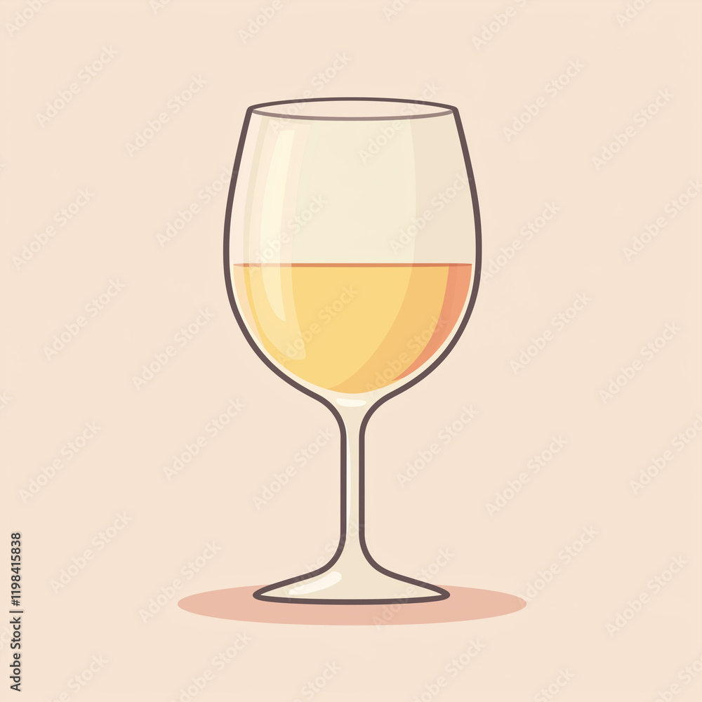 Wine glass filled with light yellow wine on pastel background Wine glass filled with light yellow wine on pastel background