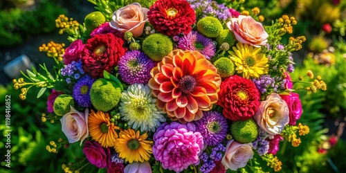 Wallpaper Mural A breathtaking drone shot reveals a vibrant summer bouquet, a colorful explosion of spring blooms viewed from high above. Torontodigital.ca