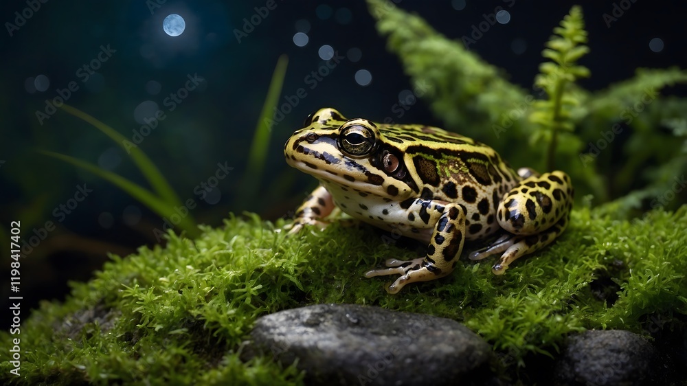 Moonlit Beauty: Relict Leopard Frog Under the Night Sky Moonlit Beauty: Relict Leopard Frog Under the Night Sky