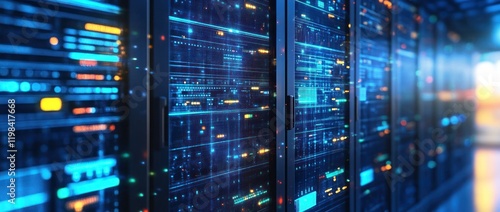 Digital Server Room: Futuristic Data Center