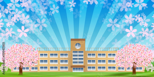 桜　学校　春　背景