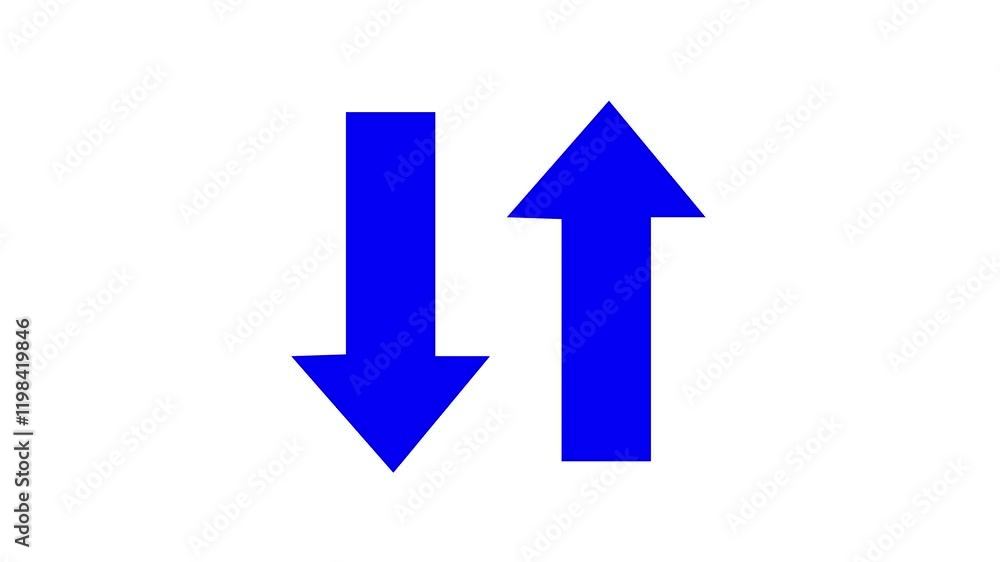 Up down directional blue arrow animation. Arrow keys pointing up down isolated on white background. Social media scroll arrow animation buttons Up down directional blue arrow animation. Arrow keys pointing up down isolated on white background. Social media scroll arrow animation buttons