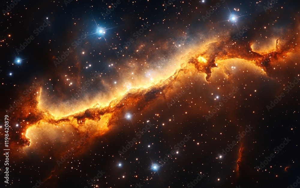 Galactic Nebula flowing with rich, deep color bursts, Generative AI Galactic Nebula flowing with rich, deep color bursts, Generative AI