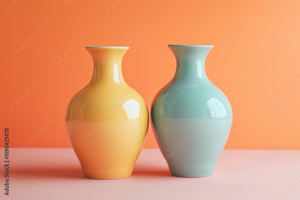 Ceramic vases isolated on a colorful background Ceramic vases isolated on a colorful background