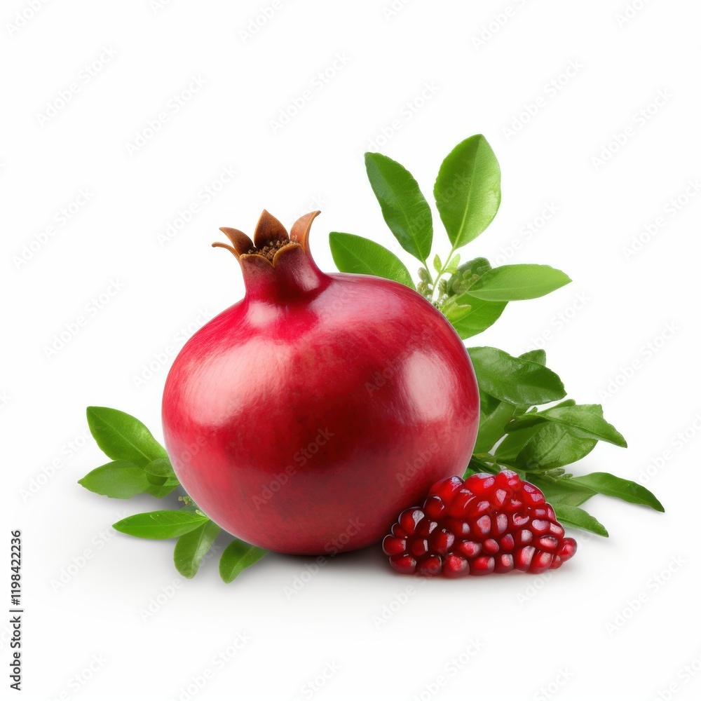Pomegranate isolated on white background, fresh and healthy red fruit perfect for juice and nutrition Pomegranate isolated on white background, fresh and healthy red fruit perfect for juice and nutrition