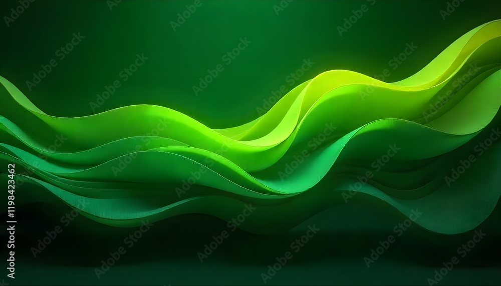 Fototapeta premium Abstract Green Waves: A Digital Art Piece