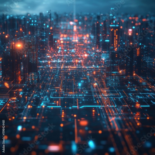Cyberpunk Cityscape: A Digital Metropolis at Night