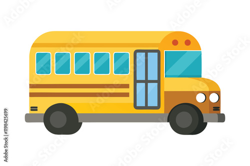 3d cute yellow school bus vector illustation on white background