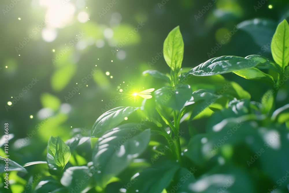 Sunlit green leaves, garden, bokeh, nature, spring Sunlit green leaves, garden, bokeh, nature, spring