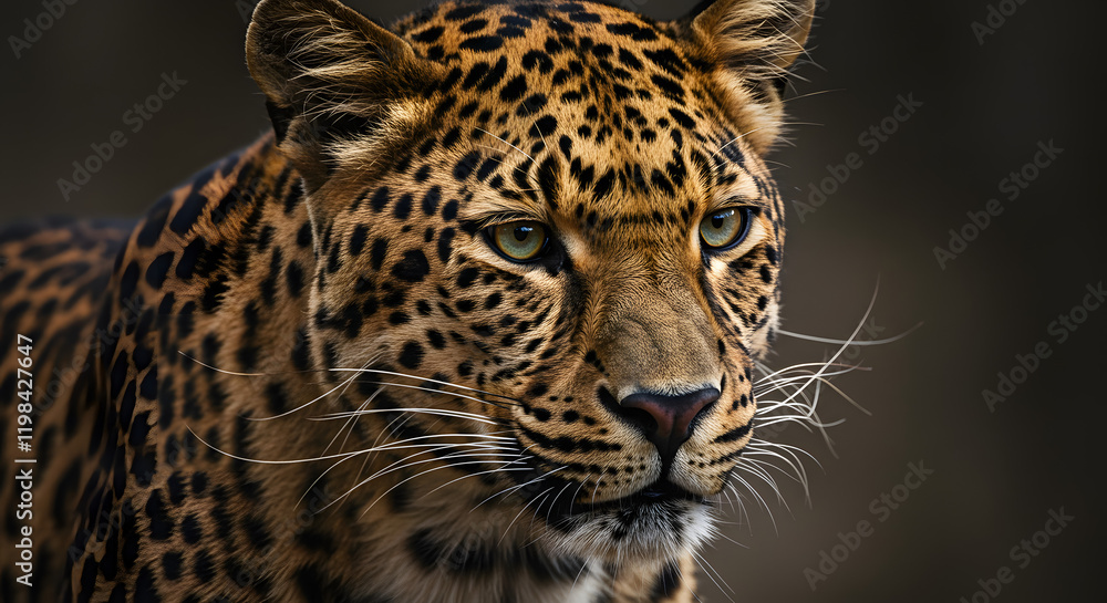 Fototapeta premium A depiction that showcases the notable features of a leopard. 