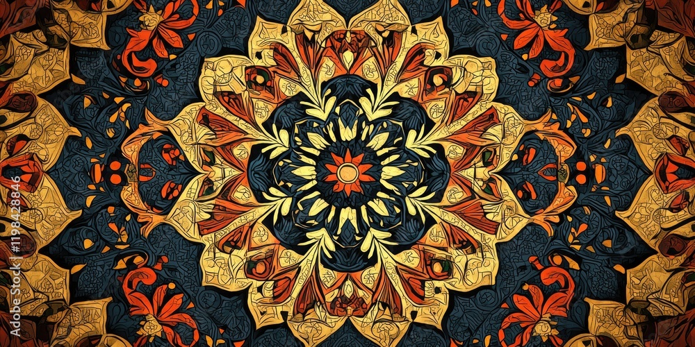 A mix of medieval art and contemporary patterns. A mix of medieval art and contemporary patterns.