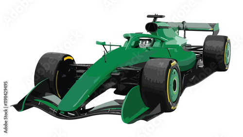 F1 3d race car icon jet logo 1 one gp sport auto racing symbol concept art pit crew stop 2026 template vector eco green turbo jet power hybrid white style single seater