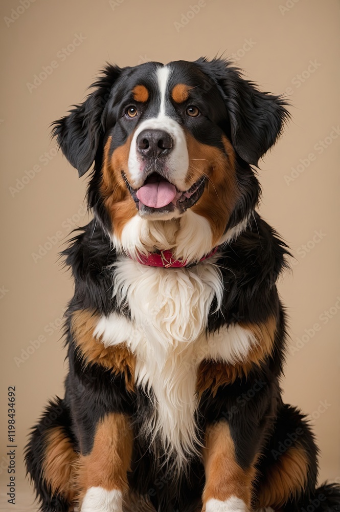 cute bernese mountain dog in hat sitting on background cute bernese mountain dog in hat sitting on background