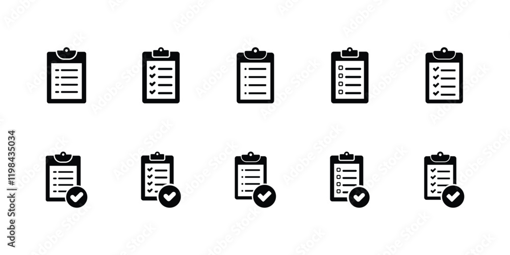 Set of clipboard icon symbol vector isolated on white background Set of clipboard icon symbol vector isolated on white background