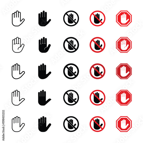 Set of do not touch icon symbol vector isolated on white background
