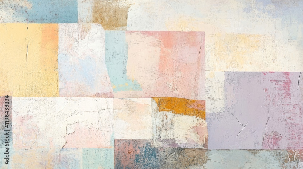 Fototapeta premium Abstract Painting with Pastel Colors and Geometric Shapes