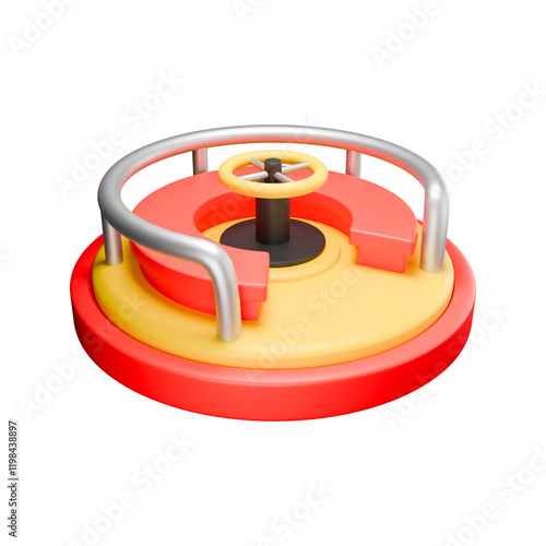 3d render illustration merry-go-round in playground for children 