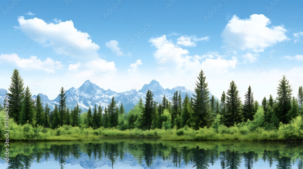 Mountain lake reflection, sunny day, tranquil scene, nature wallpaper Mountain lake reflection, sunny day, tranquil scene, nature wallpaper
